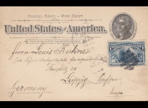 USA 1895: post card Oaklands to Leipzig/GErmany