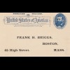 USA: 1893: small post card to Boston, Mass, unused