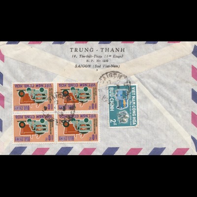 Vietnam 1969: air mail registered Saigon to Neumünster