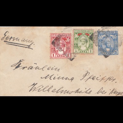 Zanzibar 1902: small letter to Wilhelmshöhe bei Kassel