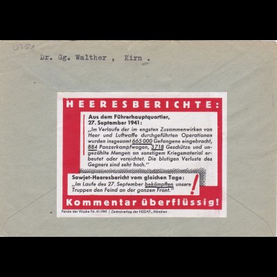 Parole der Woche: PdW: Nr. 41/1941 auf Brief aus Kirn