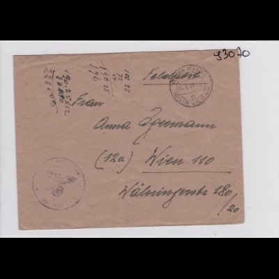 GG: Feldpost: Brief aus Rawa Ruska nach Wien, April 1944, späte Post