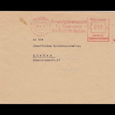 GG: AFS Gouverneuer Krakau, Kuvert doppelt Verwendung, 2. Gewichtsstufe