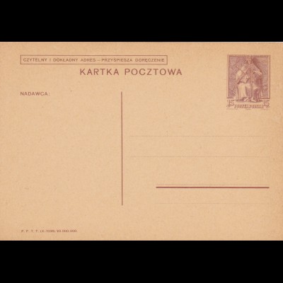 GG: polnische Ganzsache 1938 Urkarte Überdruck im Generalgouvernement: