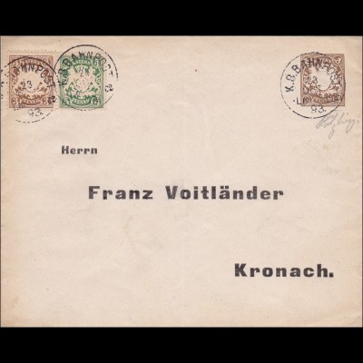 Bayern: 1893, Ortsbrief Kronach