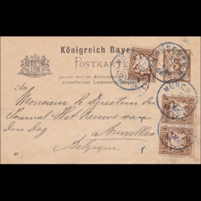 Bayern: 1898: Ganzsache von München nach Belgien