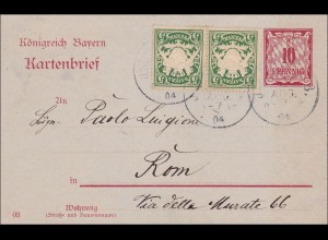 Bayern: 1904: Kartenbrief von Ingoldstadt nach Roma