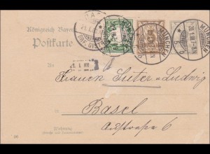 Bayern: 1908: Ganzsache nach Basel