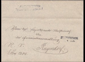 Bayern: 1882, Brief aus Stadtsteinach nach Rugendorf mit Schreiben als Inhalt