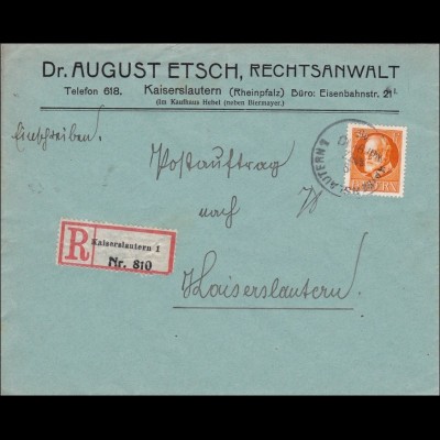 Bayern: 1915, Postauftrag innerhalb von Kaiserslautern