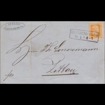 Preussen: Brief MiNr. 8, von Brandenburg nach Zittau 1860, Text und Datum innen