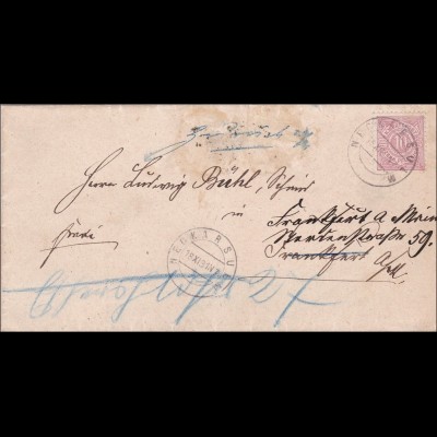 Württemberg: Brief Neckarsulm und zurück 1891, postalischer Zettel: 