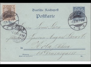 Ganzsache von Braunschweig nach Köln 1900