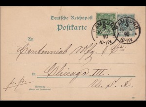 Ganzsachen Postkarte von Hamburg nach Chicago 1890, Signiert Zenker BPP