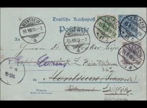 Ganzsache von Leipzig nach Montreux 1900