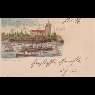 Postkarte von Berlin nach Metz (Gewerbeausstellung) 1896