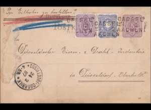 Ganzsache von Kassel nach Düsseldorf Oberbilk - Eilboten - 1887