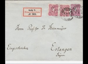 Ganzsachenumschlag Einschreiben von Berlin nach Erlangen 1879