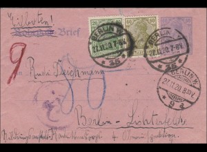 Germania: Eilboten Brief von Berlin nach Berlin-Lichtenfelde 1920