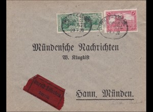Germania: Drucksache Eilboten Brief nach Hannover-Münden 1920
