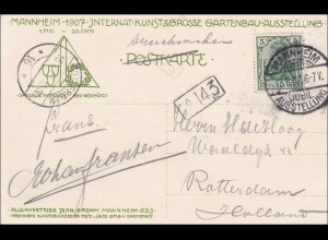 Germania: Ansichtskarte Mannheim 1907: Internat. Kunstbörse nach Rotterdam