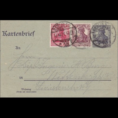 Germania: Kartenbrief Ganzsache von Berlin nach Wittenberg 1921