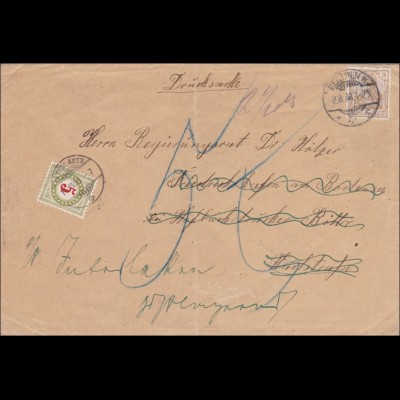 Germania: Drucksache Brief von Berlin in die Schweiz - Taxe 1908