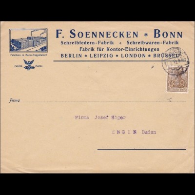 Germania: Brief Schreibwaren aus Bonn 1913