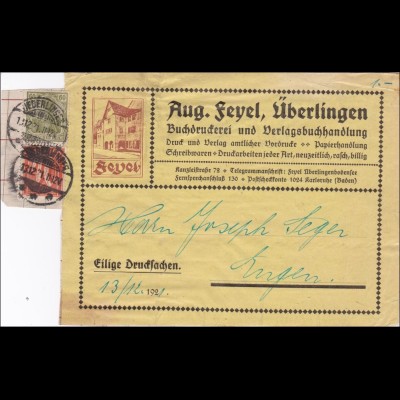 Germania: Drucksache Großbrief - Ausschnitt von Überlingen 1921