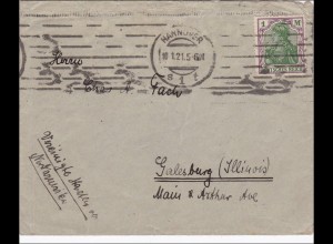 Germania: Brief von Hannover nach USA 1921