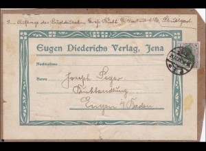 Germania: Adressteil von Jena nach Engen 1921, MiNr. 150 EF