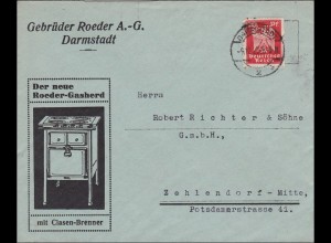 Weimar: Brief Gebrüder Röder Darmstadt nach Zehldendorf - Gasherd 1925
