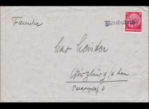 III. Reich: Brief aus Neubibritz nach Würtzburg