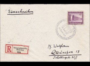 III. Reich:R-Zettel Telegraphenamt München 1937, Sonderstempel Führer Geburtstag