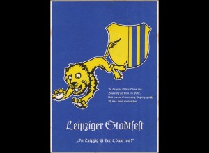 III. Reich: Ansichtskarte Leipziger Stadtfest 1939: SELTEN: Löwe ist los