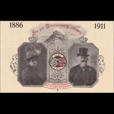 Ganzsache Germania: Erinnerungskarte Hochzeit württ. Königspaar Geislingen 1911