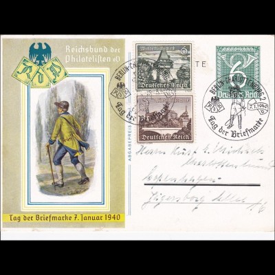Ganzsache: Tag der Briefmarke 1940 mit Sonderstempel Berlin