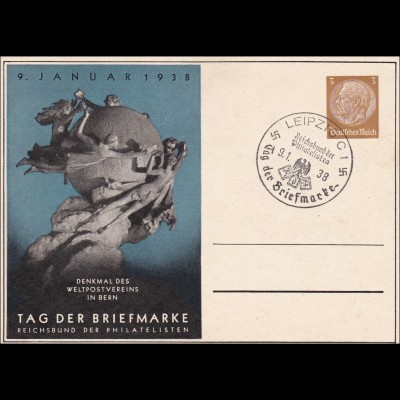 Ganzsache: Tag der Briefmarke 1938 Leipzig
