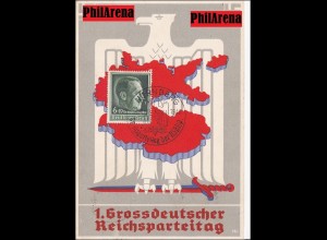 Propaganda Karte: 1. Grossdeutscher Reichsparteitag Nürnberg 1938 mit vielen Stempeln