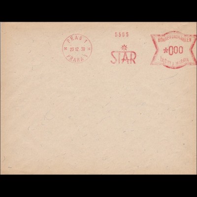 B&M: Brief mit Freistempel Prag 000 - Musterabschlag 1939