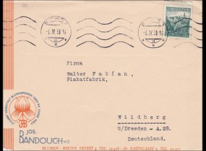 B&M:Brief von Prag nach Wildberg 1938