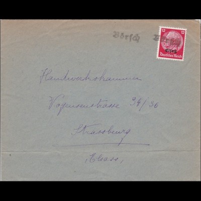 Elsass: Brief aus Börsch nach Strassburg 1940