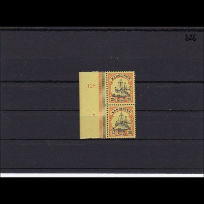 Karolinen MiNr. 11 ** postfrisch Seitenrand mit Plattennummer