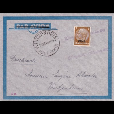 Elsass: Brief von Wintzenheim 1940