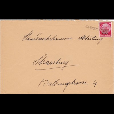 Elsass: Brief aus Harskirchen nach Straßburg 1940
