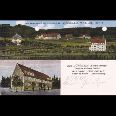 Ansichtskarte AK: Bad Dürrheim/Schwarzwald Gasthof Rössle 1928
