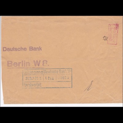 Gebühr bezahlt: Brief der Deutschen Bank 1923
