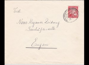 Bahnpost: Brief mit Zugstempel Waldshut-Immendingen 1925