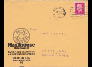Perfin: Brief aus Berlin 1929, Max Krause Briefpapier, MK