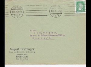 Perfin: 1928 Brief aus Stuttgart, August Brettinger KNO